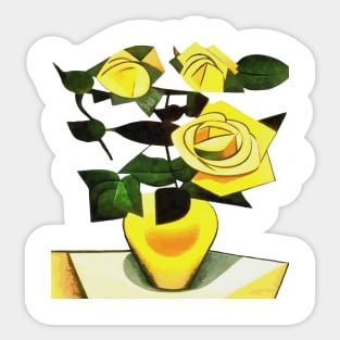 Yellow Roses Geometric Abstract Cut Out Sticker